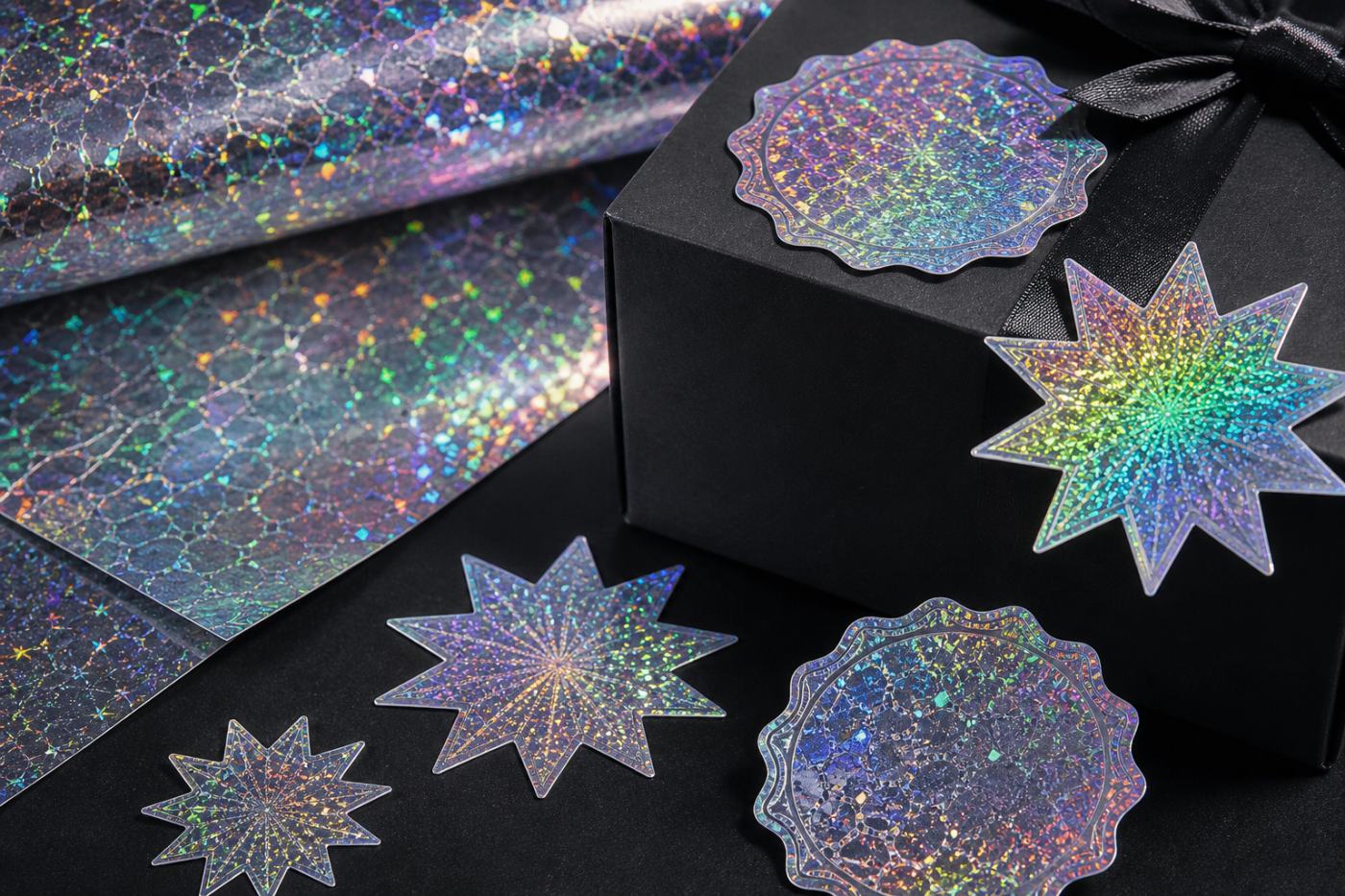 Stickers holográficos con glitter